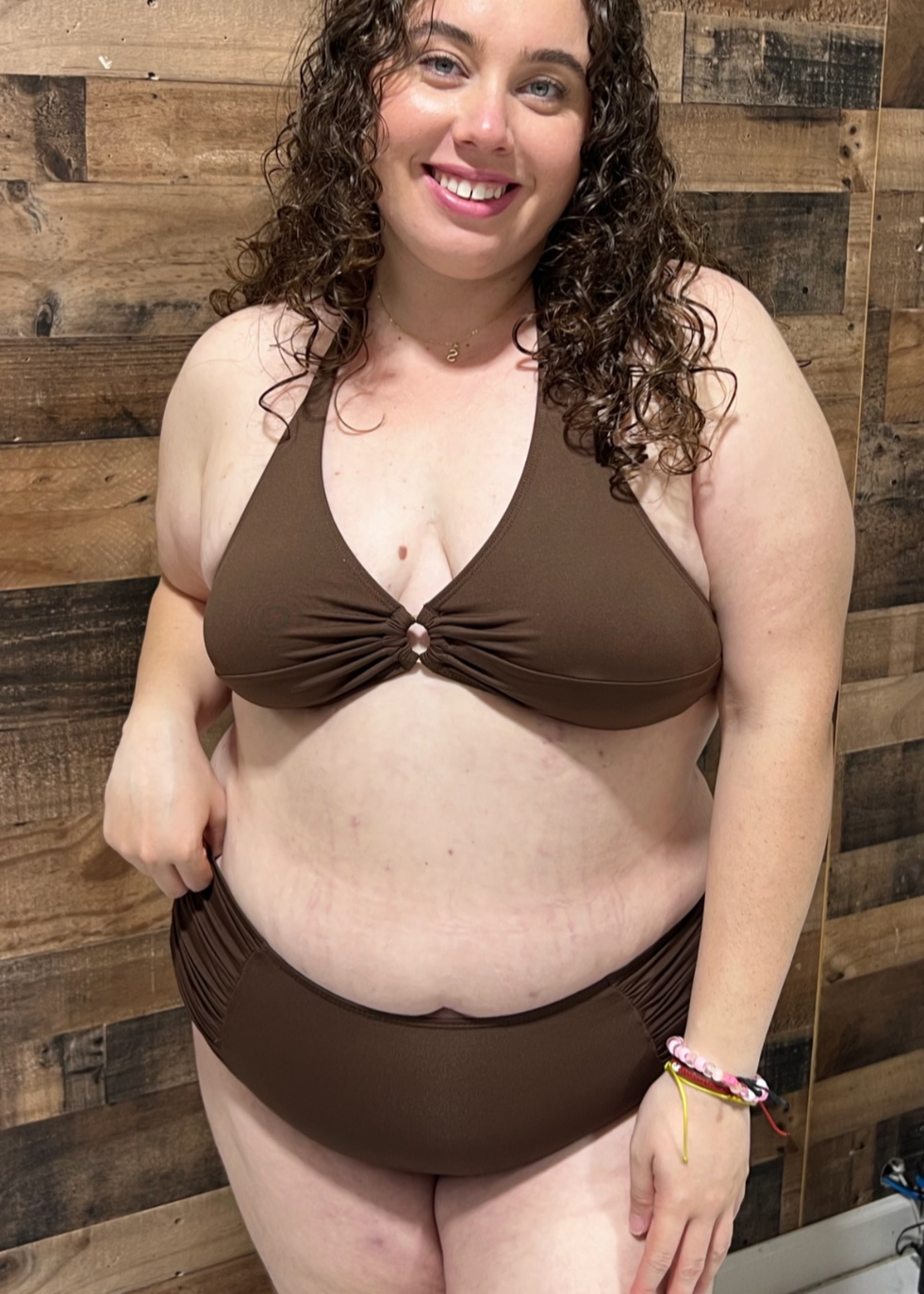 brown large coverage bikini